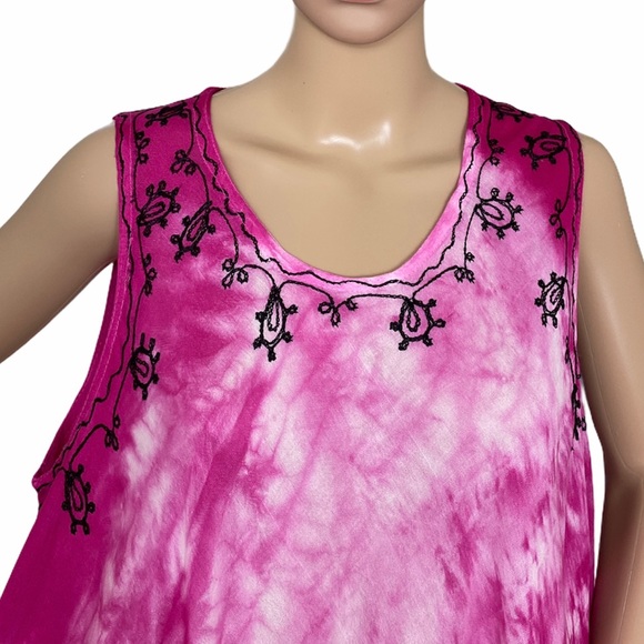 😳SALE😳 MM Collection Women’s Dress Pink Print Rayon - Picture 3 of 7